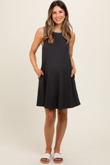 Charcoal Foil Detailed Maternity Dress