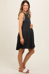 Charcoal Foil Detailed Maternity Dress