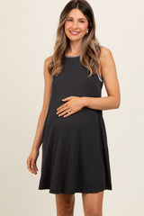 Charcoal Foil Detailed Maternity Dress