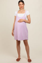 Lavender Comfy Knit Maternity Mini Dress with Shorts