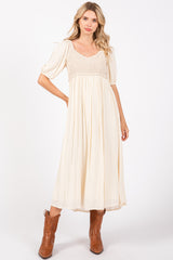 Beige Short Sleeve Knit Top Maternity Dress