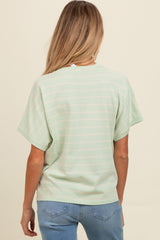 Mint Green Striped Boxy Short Sleeve Maternity Top