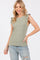Light Olive Ribbed Ruffle Shoulder Tank Top