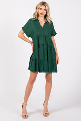 Forest Green Tiered Linen Dress