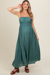 Teal Sleeveless Square Neckline Maternity Maxi Dress