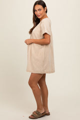 Taupe Cuffed Sleeve Maternity Romper