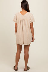 Taupe Cuffed Sleeve Maternity Romper