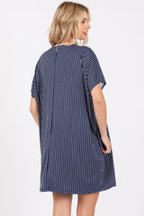 Navy Striped Soft Knit Dress