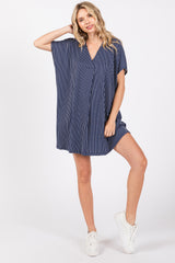 Navy Striped Soft Knit Dress