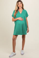 Green Striped Soft Knit Maternity Dress