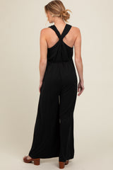 Black Racerback Wide Leg Maternity Jumpsuit