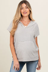 Grey Short Sleeve Maternity Hoodie