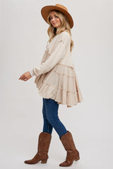 Oatmeal Tierd Ruffle Hem Sweatshirt