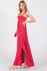 Red Ruffle Strap Maxi Dress