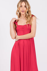 Red Ruffle Strap Maxi Dress