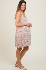 Taupe Floral Tiered Maternity Dress