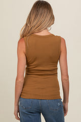 Camel Basic Ribbed Knit Maternity Tank