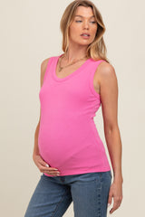 Coral Basic Ribbed Knit Maternity Tank