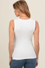 White Basic Ribbed Knit Maternity Tank