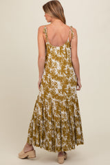 Dark Yellow Printed Maternity Maxi Dress