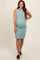Turquoise Ruched Sleeveless Maternity Fitted Dress