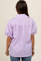 Lavender Plaid Button Down Maternity Top