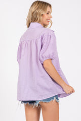 Lavender Plaid Button Down Top