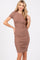 Mocha Ribbed Fitted Ruched Dress