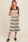 Cream Striped Shoulder Tie Side Slit Maternity Midi Dress