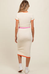 Cream Colorblock Crop Top and Skirt Maternity Set