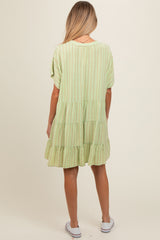 Mint Green Striped Button Front Maternity Dress