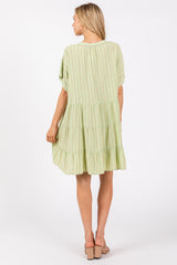 Mint Green Striped Button Front Dress