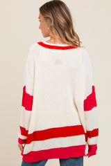 Red Colorblock Button Down Cardigan