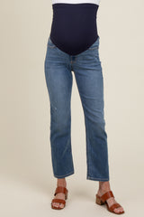 Blue Maternity Slim Straight Ankle Maternity Jeans