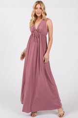 Pink Front Tie Cutout Sleeveless Maxi Dress