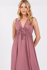 Pink Front Tie Cutout Sleeveless Maxi Dress