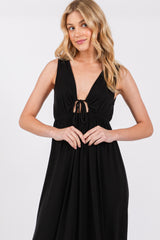 Black Front Tie Cutout Sleeveless Maxi Dress