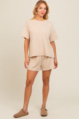 Ivory Ribbed Shorts Set