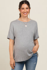 Heather Grey Relaxed Fit Maternity T-Shirt