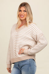 Mocha Mixed Pattern Maternity Sweater