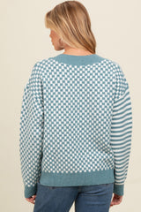 Blue Mixed Pattern Maternity Sweater