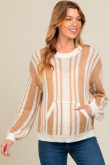 Mocha Striped Front Pocket Maternity Sweater