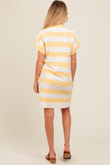 Yellow Wide Stripe Knit Maternity Dress