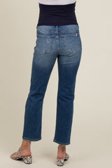 Blue Distressed Knee Slim Fit Maternity Jeans