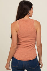 Mauve V-Neck Ribbed Tank Top