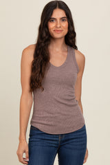 Mocha V-Neck Ribbed Maternity Tank Top