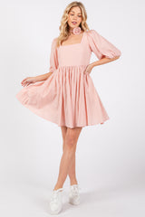 Light Pink Babydoll Maternity Mini Dress