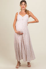 Lavender Floral Button Down Maternity Maxi Dress