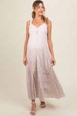 Lavender Floral Button Down Maternity Maxi Dress