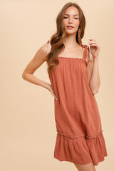 Rust Ruffle Hem Maternity Mini Dress